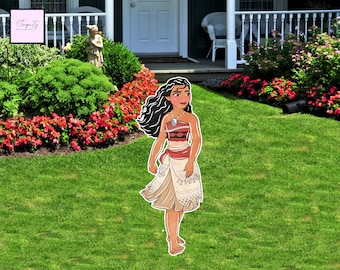 Princess Moana Birthday Party Cutout, Yard Decoration (Digital Download)
