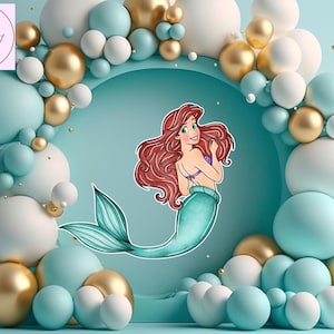 ariel princess  cutout, little mermaid cutouts standees, Birthday cutout props, yard cutout, digital cutout, party cutout, Baby shower decor