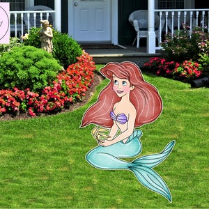 ariel little mermaid birthday cutout, cutouts standees, cutout props, yard cutout, digital cutout, party cutout, birthday Baby shower decor