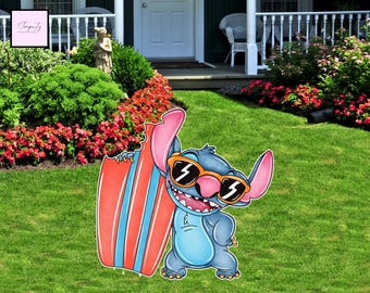 Stitch Cutout Yard Sign, Birthday Party Decor (Printable)