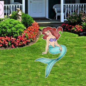little mermaid cutout, cutouts standees, ariel princess Birthday cutout props, yard cutout, digital cutout, party cutout, Baby shower decor