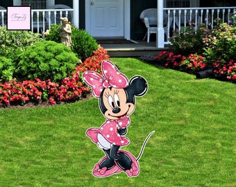 Recorte de Minnie Mouse rosa, decoración para fiesta de cumpleaños (archivo digital)