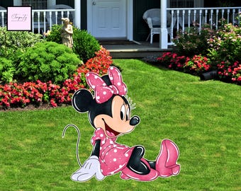 Recorte de Minnie Mouse rosa, decoración para fiesta de cumpleaños (descarga digital)