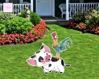 Moana Pua and Hei Hei Cutouts, Birthday Party Decoration (Digital Download)