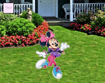 Recorte de Minnie Mouse rosa para cumpleaños, decoración para fiestas (archivo digital)