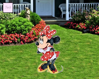 Red Minnie Mouse Yard Cutout, Birthday Party Decor (Digital Download)