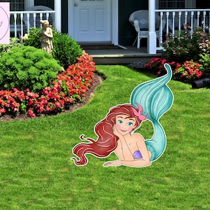 cutout ariel princess little mermaid Birthday cutout props, cutouts standees, yard cutout, digital cutout, party cutout, Baby shower decor