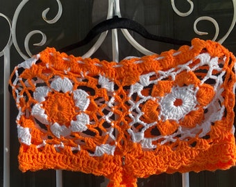Crochet Bikini shorts granny pattern flowers bikini swimwear bathing suit