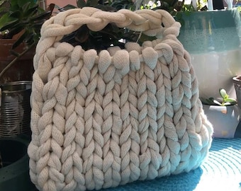 Chunky Knit Shoulder Bag - Handmade for Style and Function