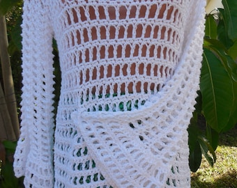 Crochet Sexy Hobo pullover cover up Ready to ship.