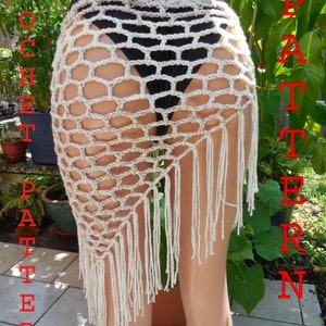 Crochet Pattern Fishnet stitch cover up,  beach skirt, shawl, neck warmer, beachwear.