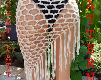 Crochet Pattern Fishnet stitch cover up,  beach skirt, shawl, neck warmer, beachwear.