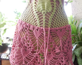 Crochet Sexy beach skirt or poncho with little hearts bikini monokini