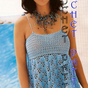 Woman Crochet Pattern in pdf, top, Cover up,spaghetti straps top. image 1