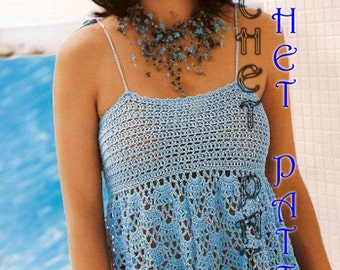 Woman Crochet Pattern in pdf, top, Cover up,spaghetti straps top.