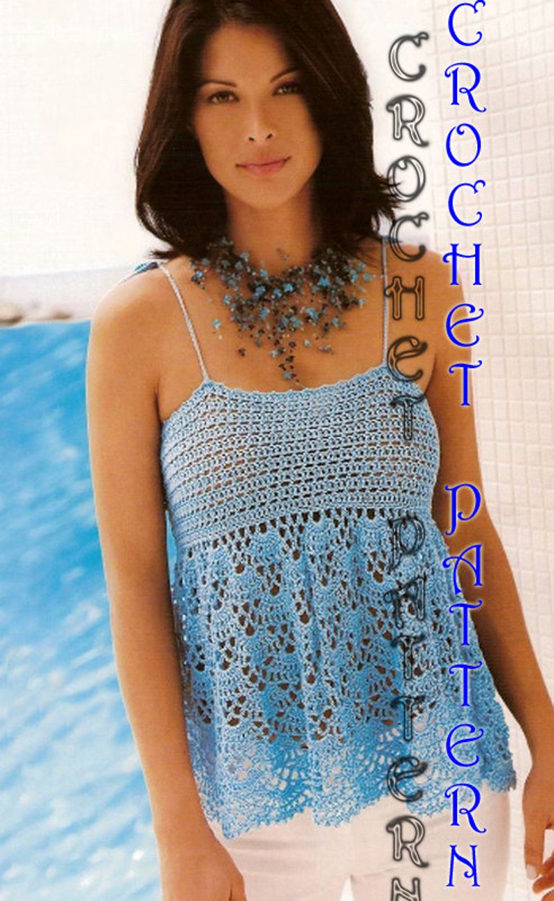 Woman Crochet Pattern in pdf, top, Cover up,spaghetti straps top. image 1