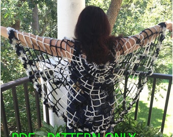 Crochet Spider Web Poncho cover up pattern tutorials Halloween costume