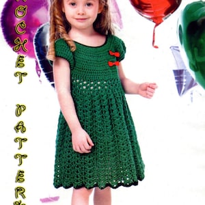 Crochet Pattern girl Dress for 6 years old in PDF.