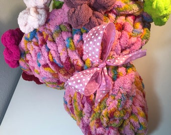 Bouquet flowers chunky round blanket baby pro picture 35x 35 inches