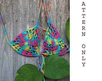 Crochet Pattern Tutorial BIKINI RAINBOW TOP only digital