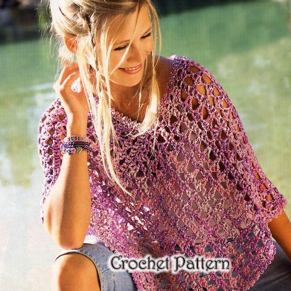 Vintage Crochet for  Girls and Woman New cool Poncho, Wrap Pattern INSTRUCTION only, PDF Files