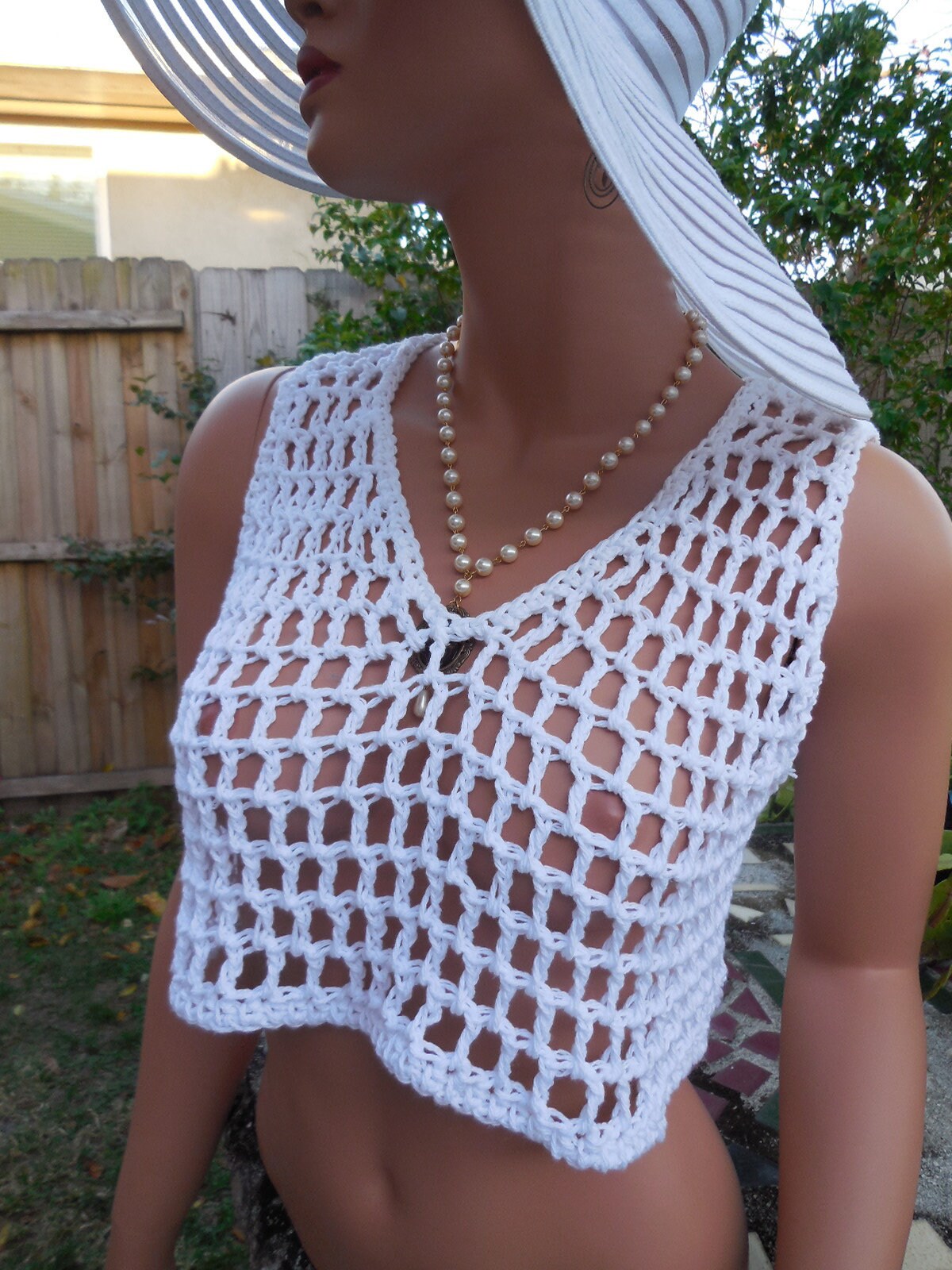 sleeveless fishnet top