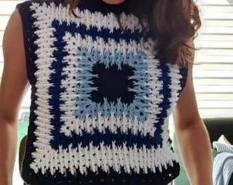 Crochet Hobo Bohemian topless granny top tutorial pattern