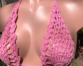 Crochet Hobo Bohemian halter Pineapple top Bralette Beachwear party