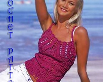 Summer  Crochet Top Pattern with Chats and information on yarn and stitches.   Only  in PDF files