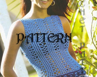 Summer  Crochet Top,Row by Row Pattern with Chats and information on yarn and stitches.   Only  in PDF files