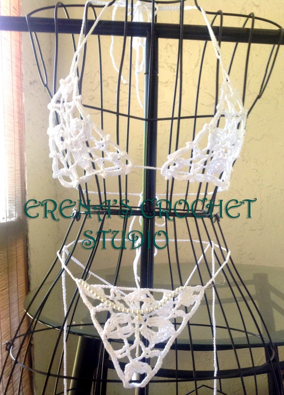 Woman Crochet Wedding Micro Bikini set  Pattern only with written instruction and diagrams in Pdf files.