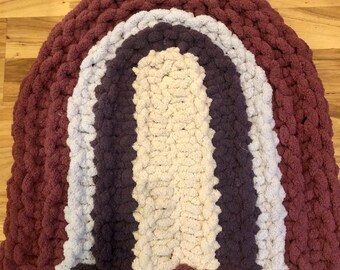 Rainbow-Themed Chunky Knit Baby Blanket Mat for Cozy Nurseries