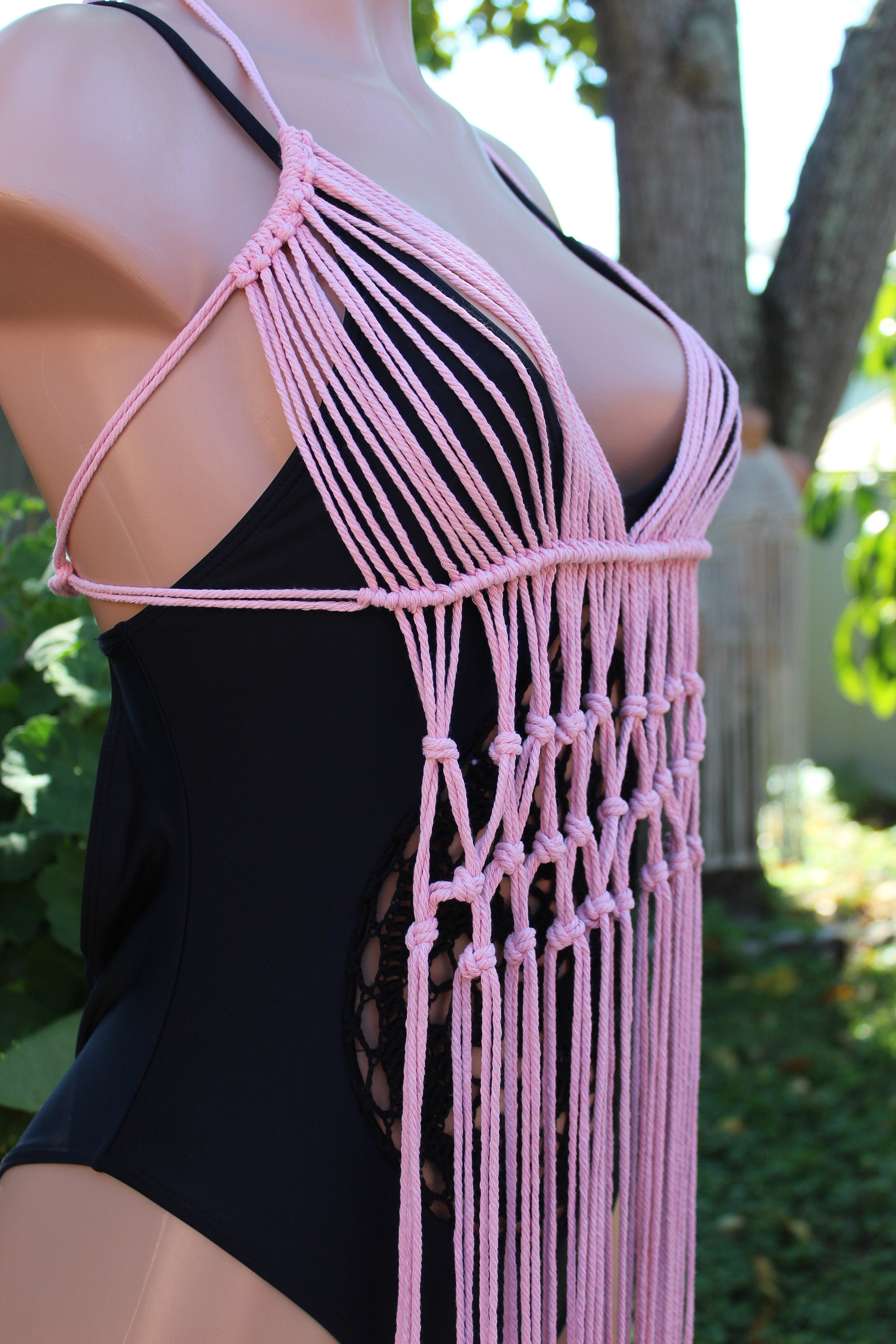 Macrame halter top cubrirse sobre camiseta o traje de baño Etsy