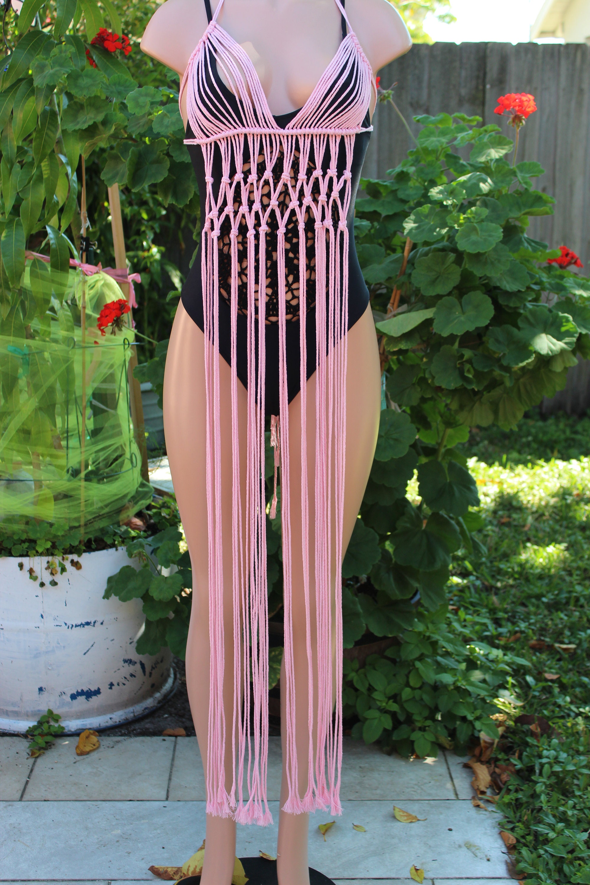 Macrame halter top cubrirse sobre camiseta o traje de baño Etsy