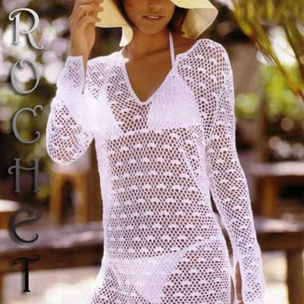 Für Erfahrung Crocheters, Frau Häkelanleitung für Sommer Pullover Cover up Anleitung nur, BEACH, PDF-Dateien.