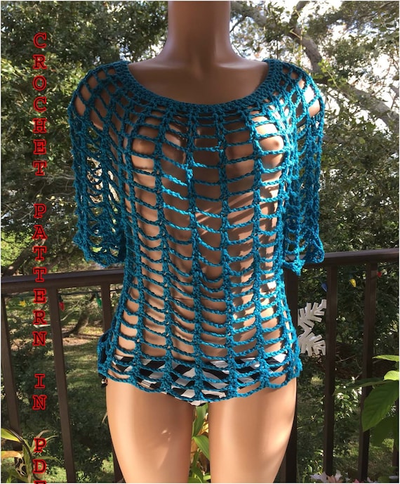 Crochet Beach Cover up Tunic Dress Robe Beachwear