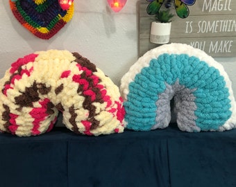 Chunky neck pillow, rainbow themed, travel must have