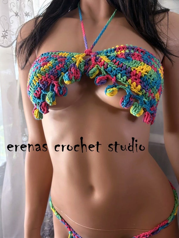 Boho Chic Bandeau Bikini Top - Handmade Crochet Beachwear PDF Pattern