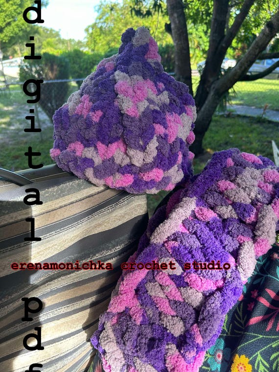 Stylish chunky hand knit Hat - Easy-to-Follow Pattern Instruction in PDF, Digital only
