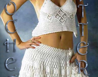 Crochet Woman Bikini Top and skirt Pattern only in PDF. Only charts!!