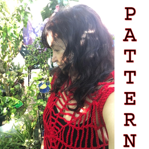 Pattern only in  PDF Files Elegant Spider Web Pattern Top: Chic and Intricate Design