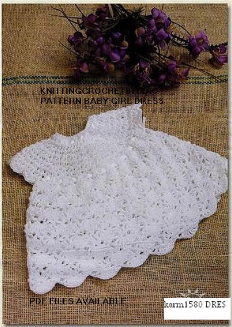 Crochet Pattern for newborn baby dress 0-6 month in pdf files image 1