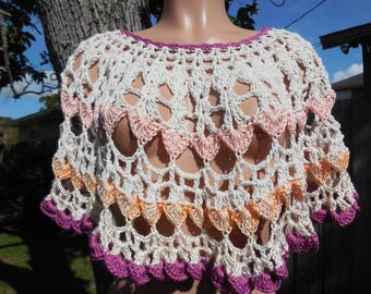 Crochet Sexy Hobo Summer poncho. Ready to ship.