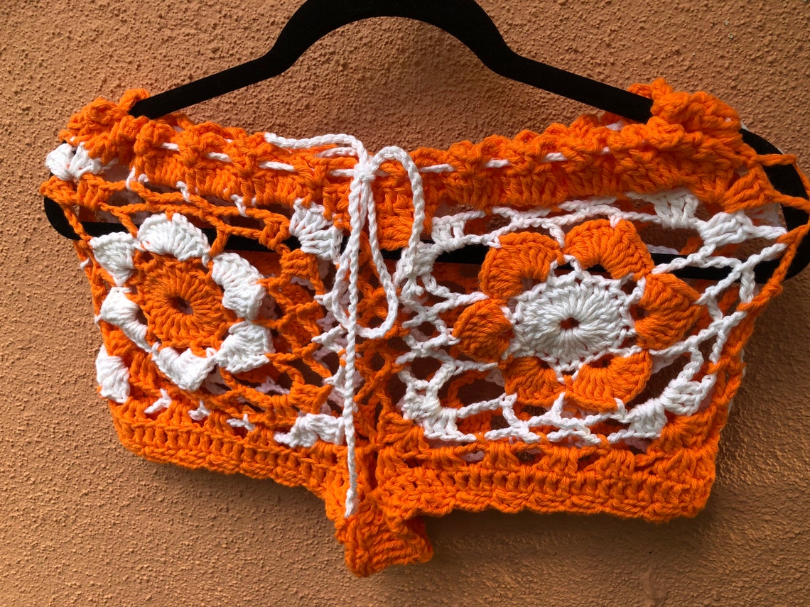 Crochet Bikini Shorts Granny Pattern Flowers Bikini Swimwear Etsy