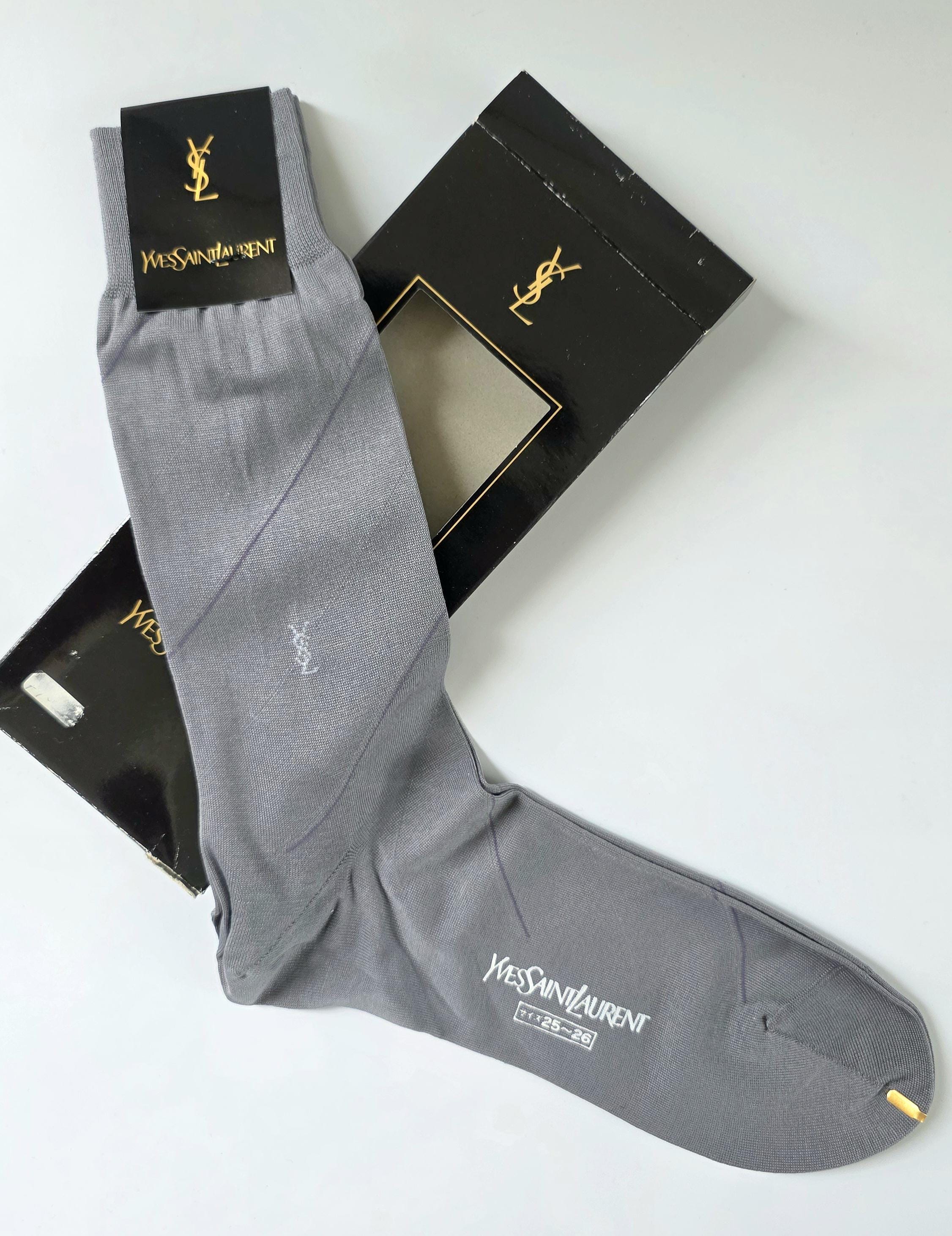 Vintage Yves Saint Laurent Grey Socks – Boxed Designer Hosiery