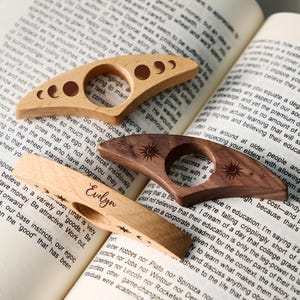 Custom Engraved Walnut Book Page Holder, Unique Wooden Thumb Spreader, Thoughtful Reading Accessories Gift for Readers and Teachers image 13