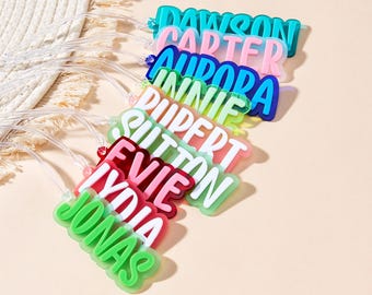Personalized Name Keychain, Backpack Name Tag for Kids, Custom School Bag Label, Acrylic Keyring, Diaper Bag Tag, Gift for Boys & Girls