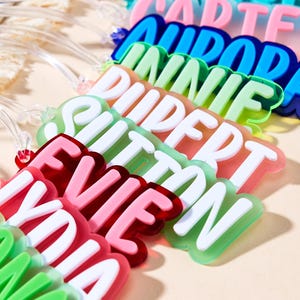 Custom Backpack Tag, Acrylic Name Keyring & Backpack Name Tag for Kids, School Bag Label, Water Bottle Charm for Girls, Children School Gift