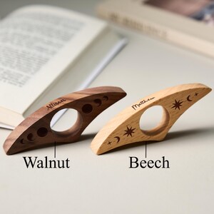 Custom Engraved Walnut Book Page Holder, Unique Wooden Thumb Spreader, Thoughtful Reading Accessories Gift for Readers and Teachers image 7