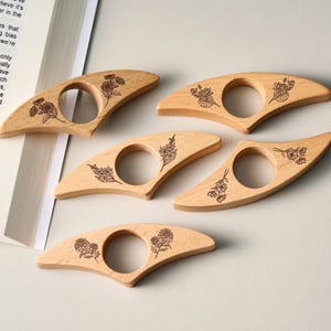 Custom Engraved Walnut Book Page Holder, Unique Wooden Thumb Spreader, Thoughtful Reading Accessories Gift for Readers and Teachers image 11